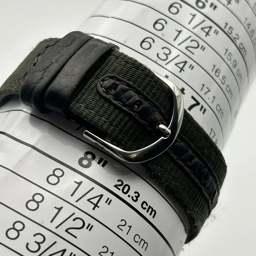 Puritan Field Men's Watch Black Dial Green Fabric Band Working New Battery